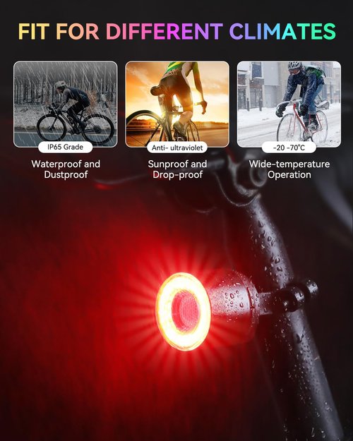 ONVIAN Colorful Bike Tail Light with Turn Signals, USB Rechargeable Bike Brake Light with Wireless Remote, 15 Light Modes 7 Colors Waterproof Cycling Safety Light for Adults Kids Road Mountain