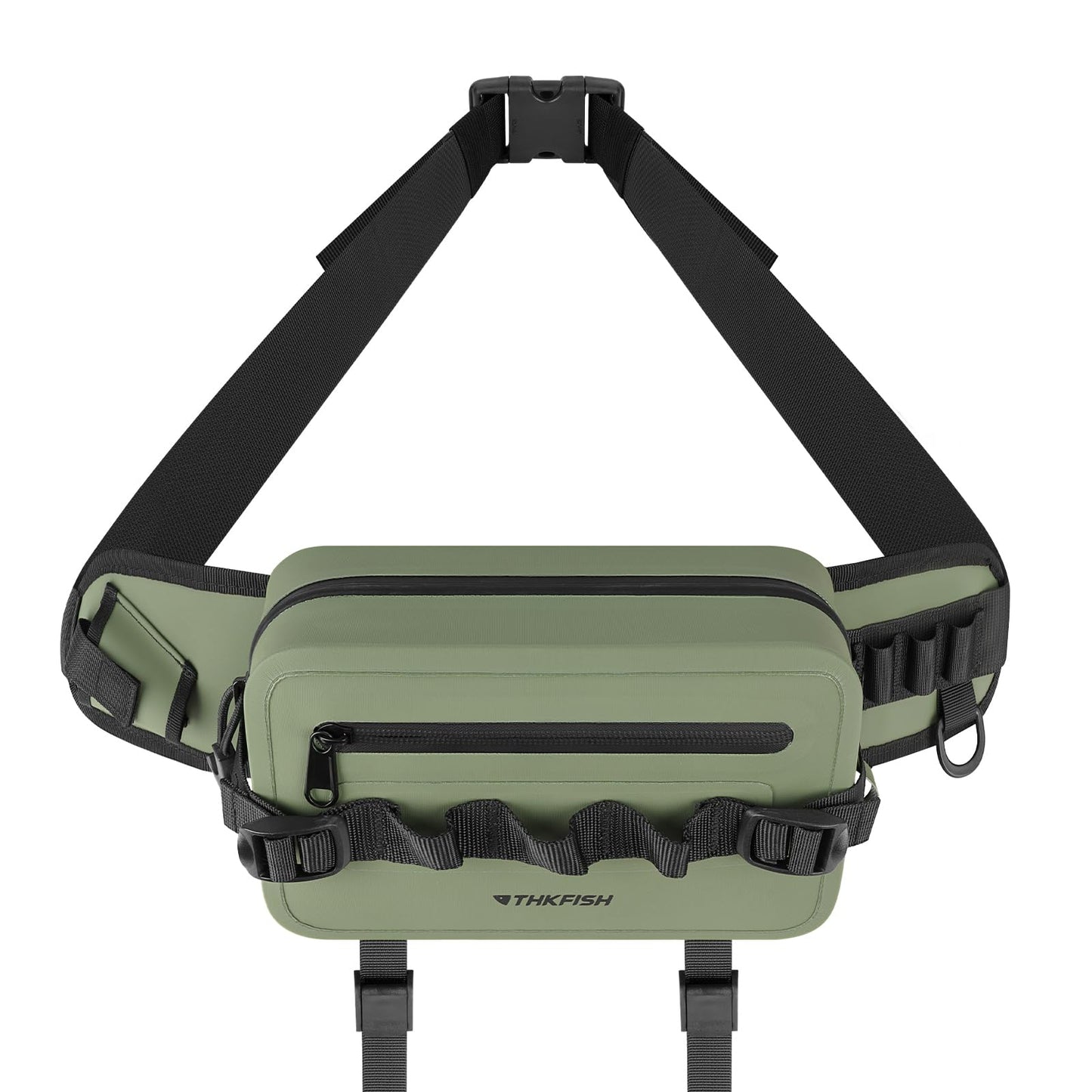 thkfish Waterproof Fishing Waist Pack,Fishing Tackle Bag Fanny Pack with Adjustable Strap Fishing Rod Holder,Airtight Zipper Closure,Lightweight Sling Fishing Waist Bag for Fly Fishing, Kayaking