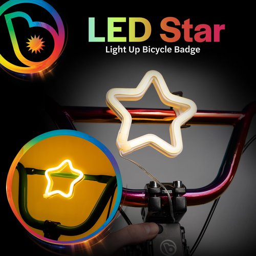 Brightz Star Shaped LED Bike Light - Cute Kids & Adults Bike Accessories for Night Riding - Use as Frame Light, Headlight or Taillight
