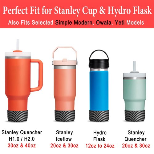 KTKUDY 2Pcs Silicone Boot for Stanley Quencher Tumbler H2.0 30 oz 40 oz & IceFlow 20 oz 30 oz & intended for Hydro Flask Water Bottle 12-24 oz - Cup Bottom Accessories Fits Simple Modern 40 oz Tumbler