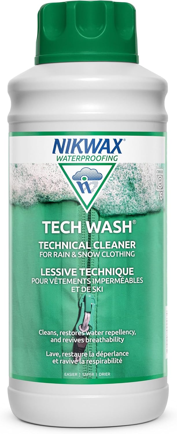 Nikwax Tech Wash,10 fl. oz., Nikwax Tech Wash Technical Cleaner for Jackets and Outerwear, Restores Waterproofing in Rain, Ski, and Snow Gear, Safe for Gore-Tex and DWR