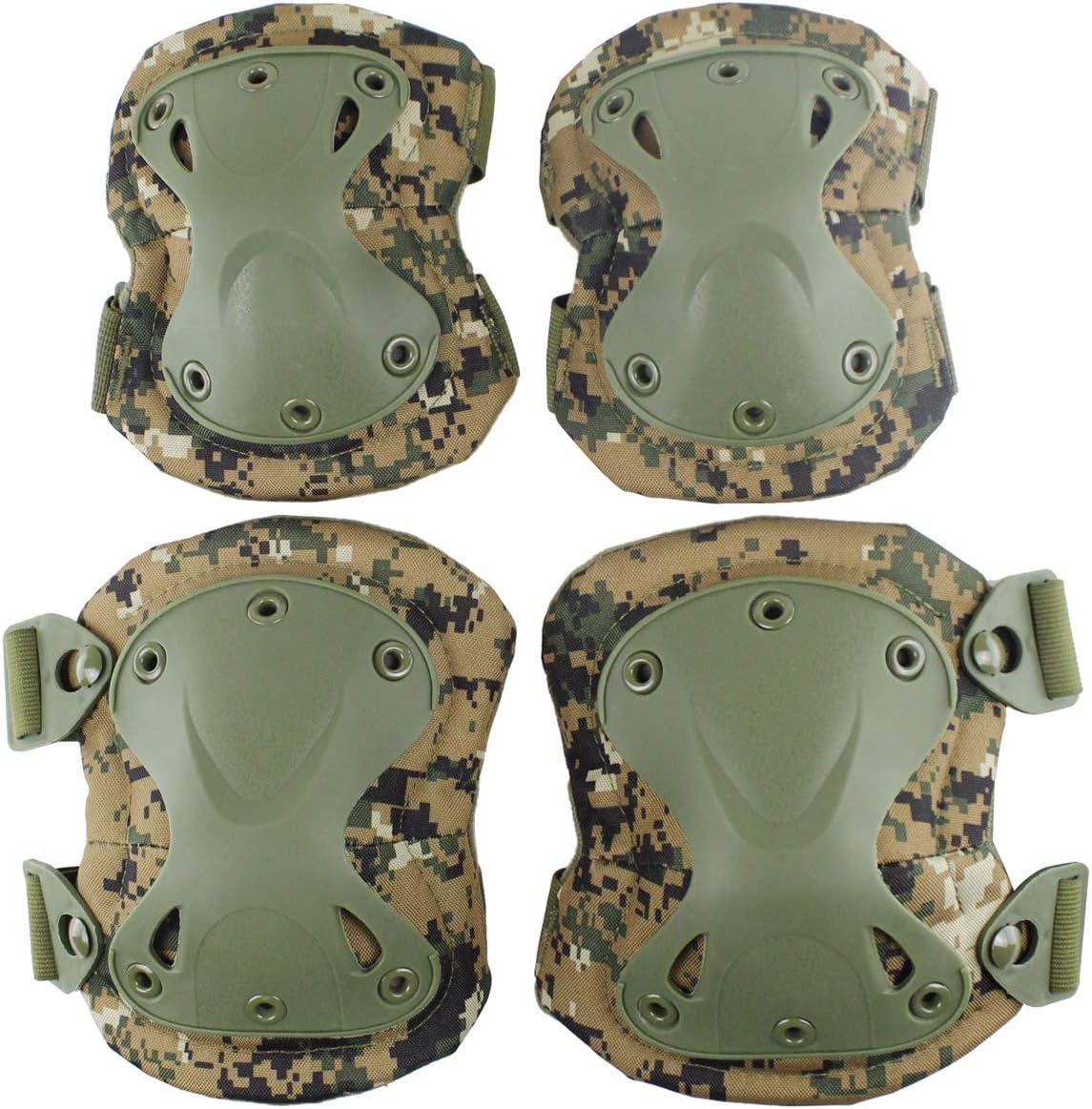 AOUTACC Tactical Combat Knee & Elbow Protective Pads Set for Outdoor CS Paintball Game Cycling Safety Skateboarding Gear Skates Knee Protection Guard Pads