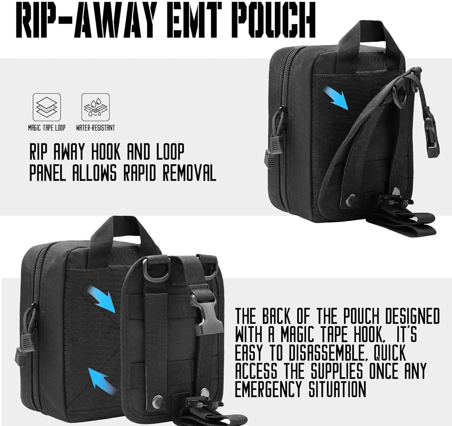 1000D Molle Ifak Pouch Rip Away, Tactical Tear Away Medical Pouch Empty, Military First Aid Pouch Bag Only for Camping Hiking Travel