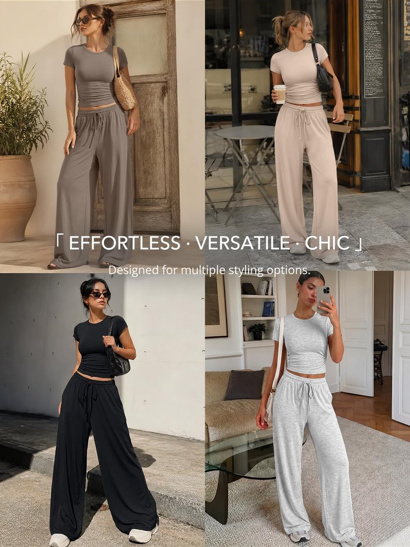 Trendy Queen Womens 2 Two Piece Set 2026 Summer Workout Vacation Gym Clothes Fall Fashion Lounge Matching Airport Travel Outfit Resort Wear Fitness Athleisure Clothing