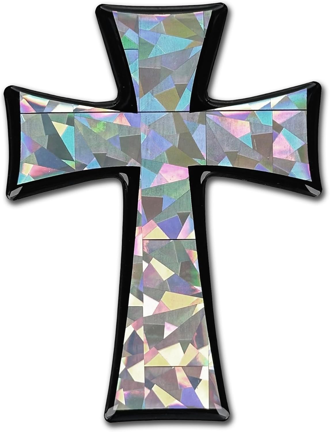 Elektroplate Christian Cross (Tapered) Reflective Domed Decal (3.25" x 2.5") Premium Automotive-Grade 3D All Weather Vinyl Sticker for Car, Water Bottle, Laptop, Phone & More | Made in The USA