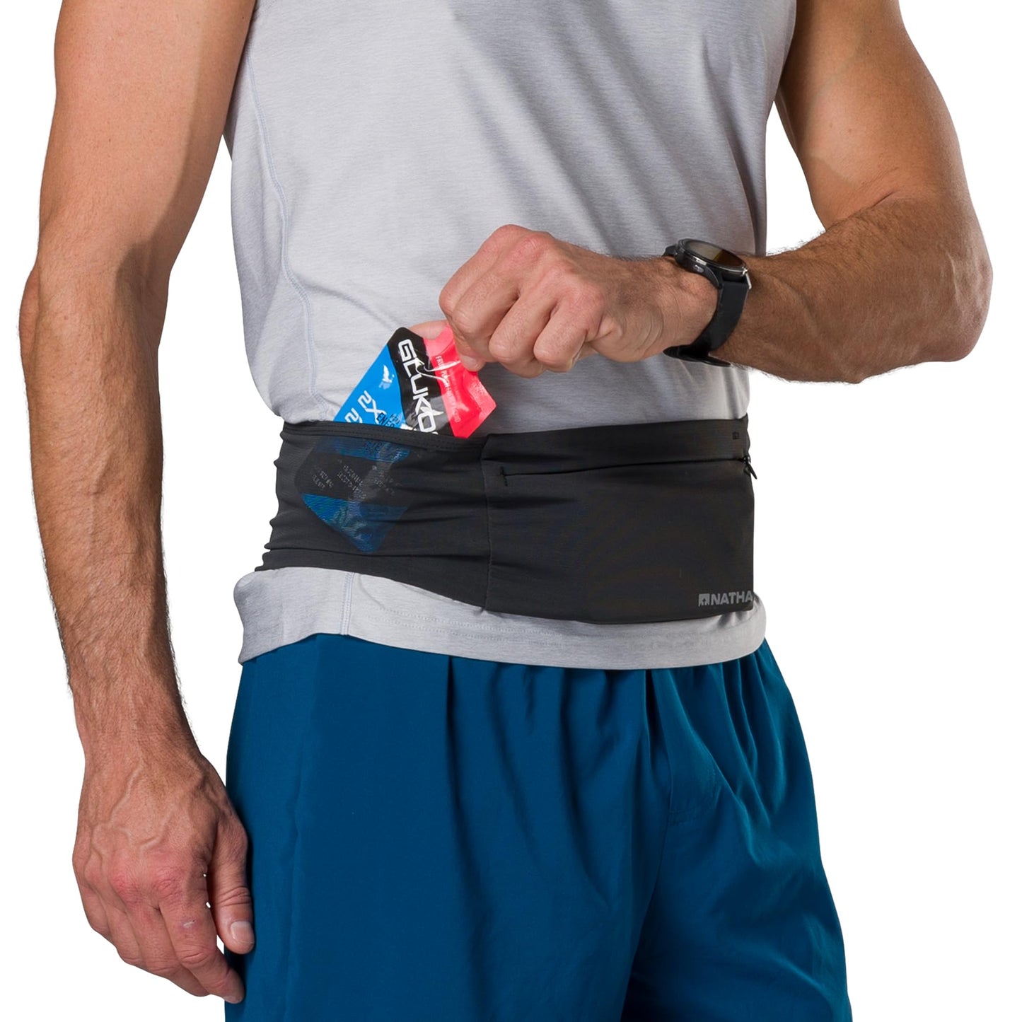 Nathan Zipster Max Running Belt, Running Belts for Women and Men, Bounce-Free Waist Pack with Extra Large Zipper Pocket, Smartphone Storage, Walking, Gym, Hiking