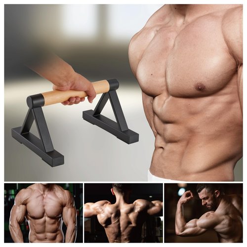 BESTWEI Wood Triangle Push Up Bars for Floor, Strength Training Pushup Stands Parallettes Bars for Home Calisthenics, Fitness, Floor Workouts Solid Wood with Sturdy Metal Bracket, Support 500 lbs