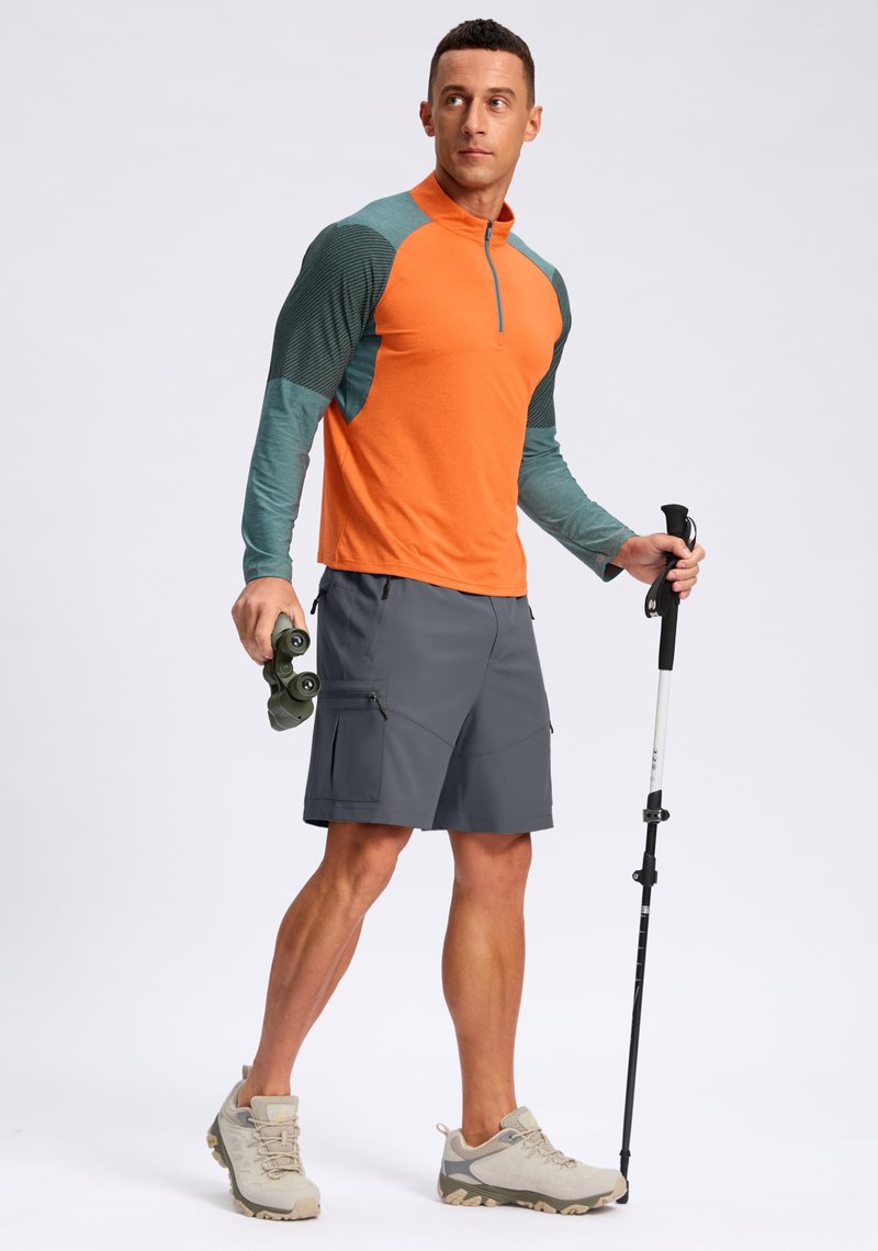 Pudolla Men's Hiking Cargo Shorts Lightweight 7" Travel Casual Shorts for Men Golf Work Outdoor with 5 Zipper Pockets(Deep Grey XX-Large)