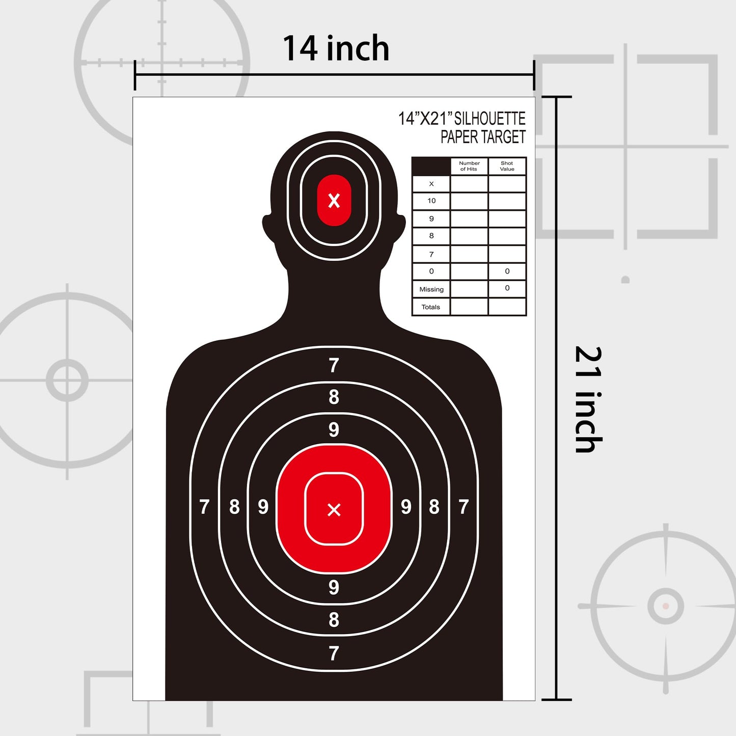 14x21 Inch Shooting Targets for The Range,50 Packs Paper Silhouette Shooting Targets for Indoor and Outdoor Use,Suitable for Handguns,Rifles,BB Guns,Airsoft,Pellet Guns