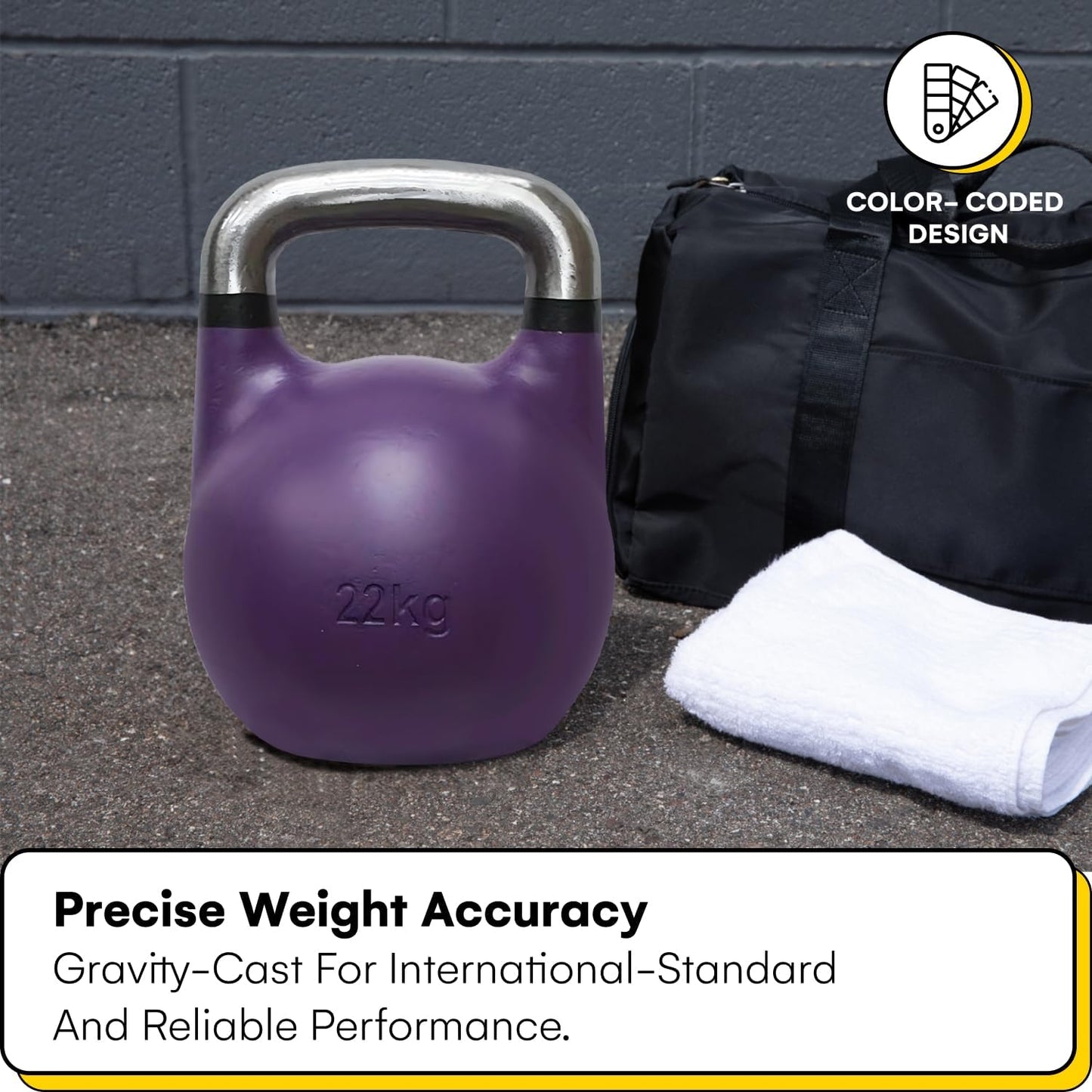 Kettlebell Kings Competition Kettlebells Weight (35mm handle) 8-48 KG | Hand weights Workout Gym Equipment & Strength training sets for Women & Men for Home Gym | Suitable for High Repetition Workouts