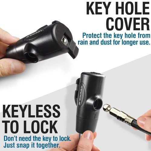 MARQUE Bike Lock with Key – 4FT 3/8” Straight Cable Locks with Keys, Anti-Theft Security Cable for Bicycles, Scooters, Kayaks, Paddle Boards, Gates