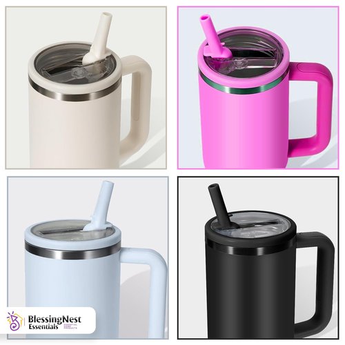 2 Pack β 40 oz Stanley Tumbler Lid Replacement β Leak-Proof, Spill-Proof, BPA-Free, Dishwasher Safe β Compatible with Stanley Quencher H2.0 & Similar Tumblers β Straw Opening Lid (Pink)