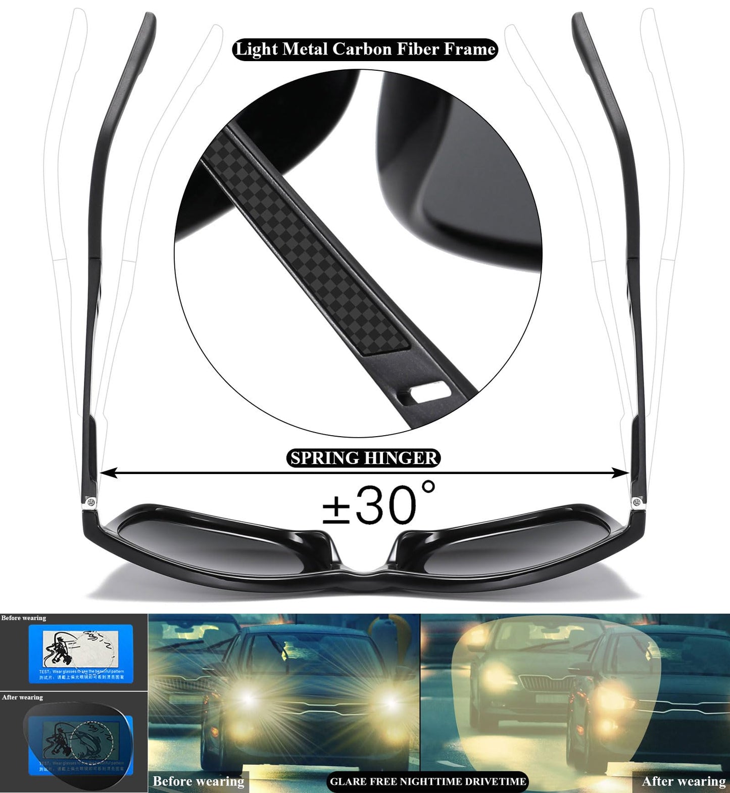 LEDING&BEST Polarized Sunglasses Mens Womens Lightweight Square Frame UV400 for Driving Fishing Travel Sports Sun glasses (Black/Black/Yellow)