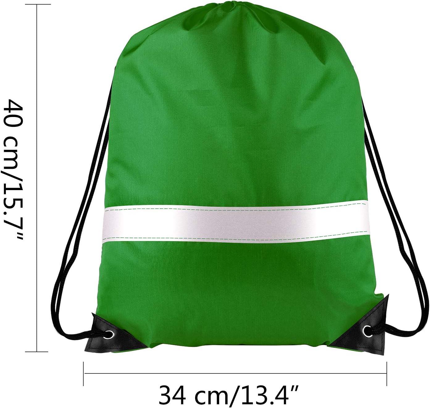 KUUQA 15 Pack Drawstring Backpack Bag Bulk Reflective Backpack String Bags Cinch Sack Backpack for Team Yoga Sport Gym Traveling