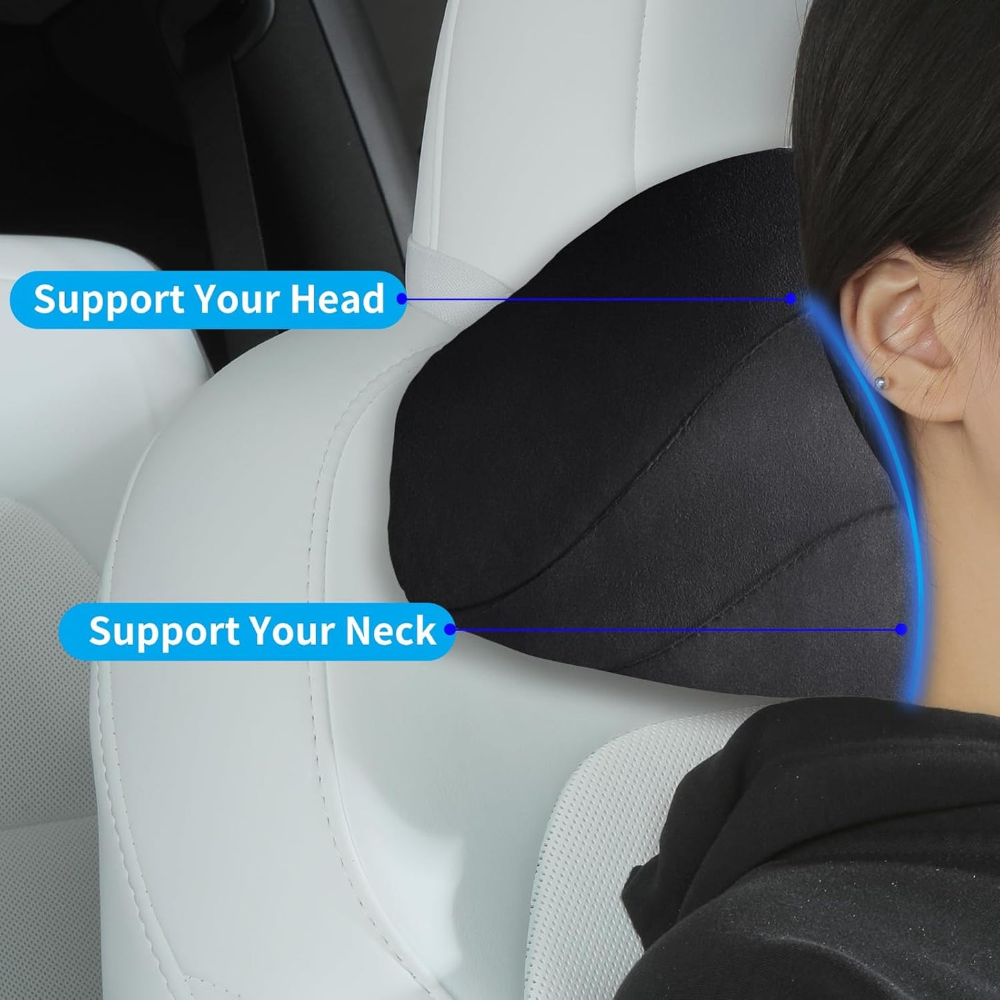 Lumbar Support Pillow Ergonomic Memory Foam Lumbar Pillow for Lower Back Pain Relief - Back Cushion for Driving, Chair Support for Car, Office & Gaming Chairs (Black, 1PC)