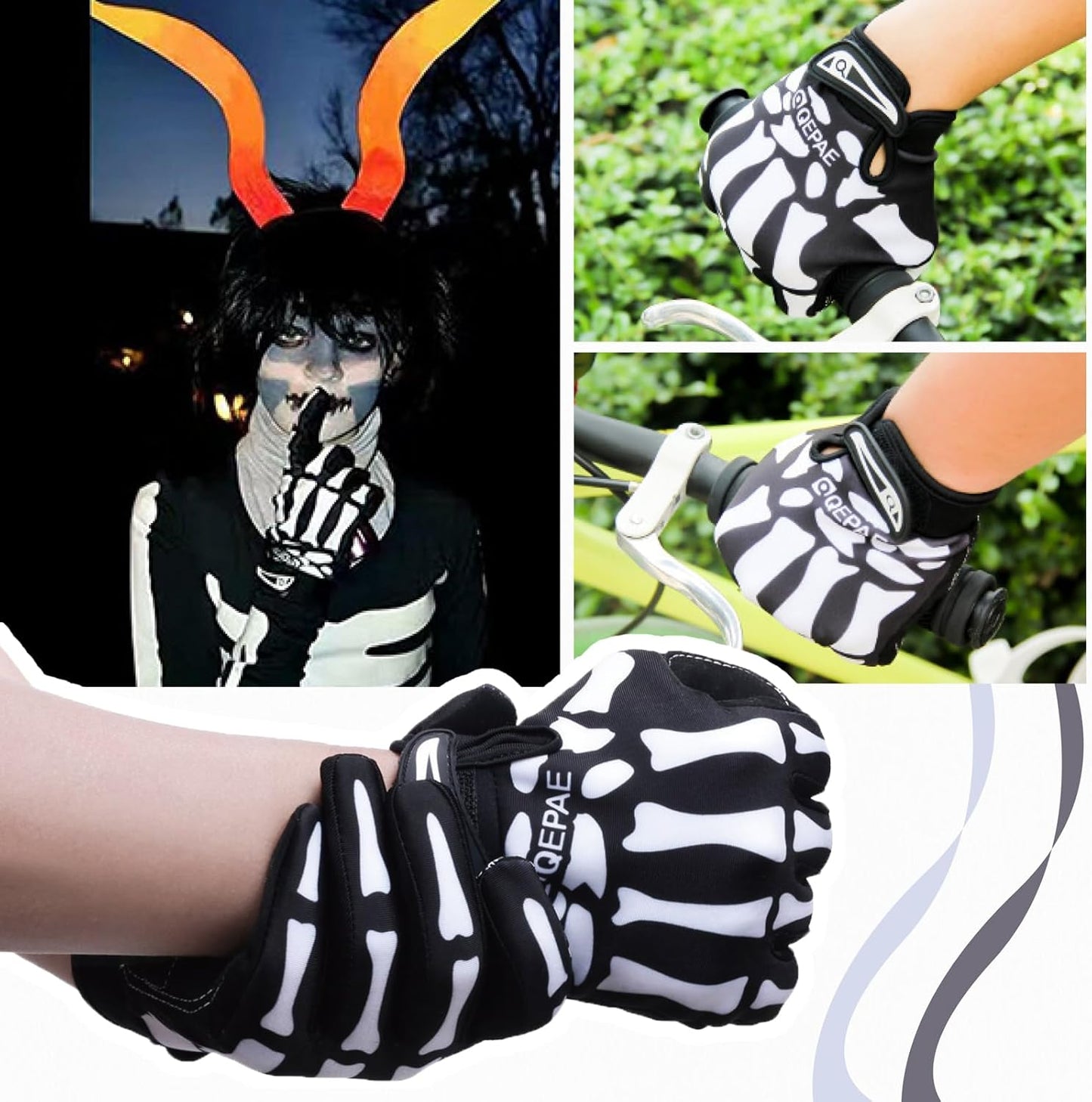 Skeleton Cycling Gloves | Breathable Shock-Absorbing Gloves for Men, Women & Kids