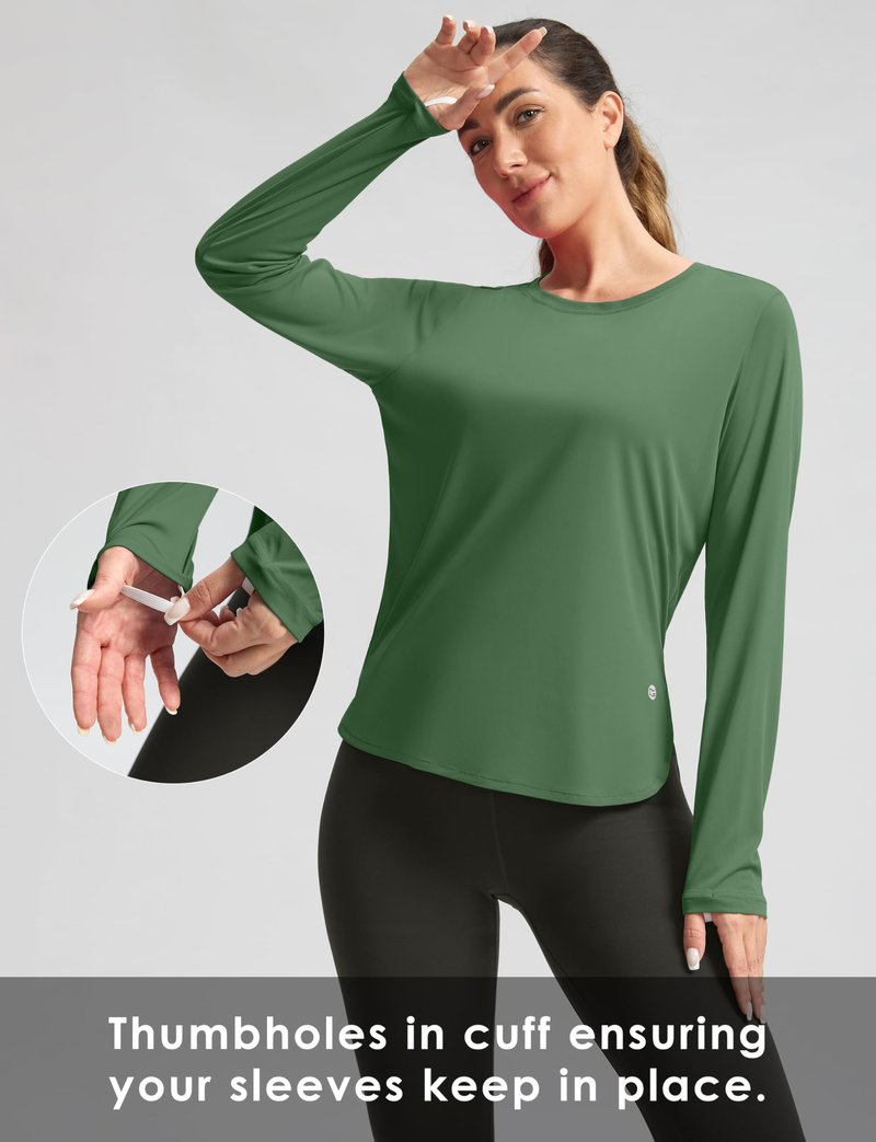 Women's Sun Shirts UPF 50+ Long Sleeve UV Protection Shirt Lightweight Quick Dry Workout Hiking Tops for Women(Army Green,XS)