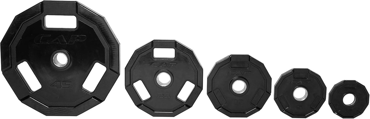 CAP Barbell 12-Sided Rubber Olympic Grip Weight Plates, Black | Multiple Sizes