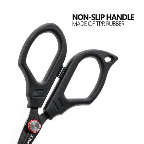 SAMSFX Fishing Braid Scissors, Snip Braided Line Cutter Saltwater and Freshwater, Serrated Shears with Retractor Scissors & Open Split Rings Function