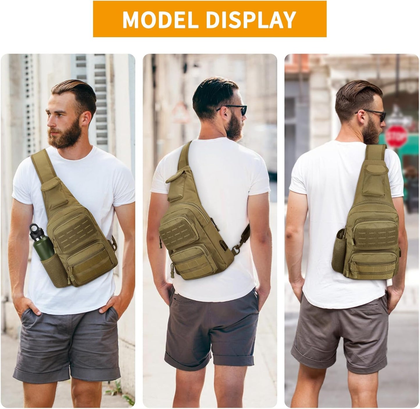 HUNTVP Small Tactical Sling Chest Pack Bag Molle Daypack Backpack Military Crossbody,Type1- ACU Camouflage