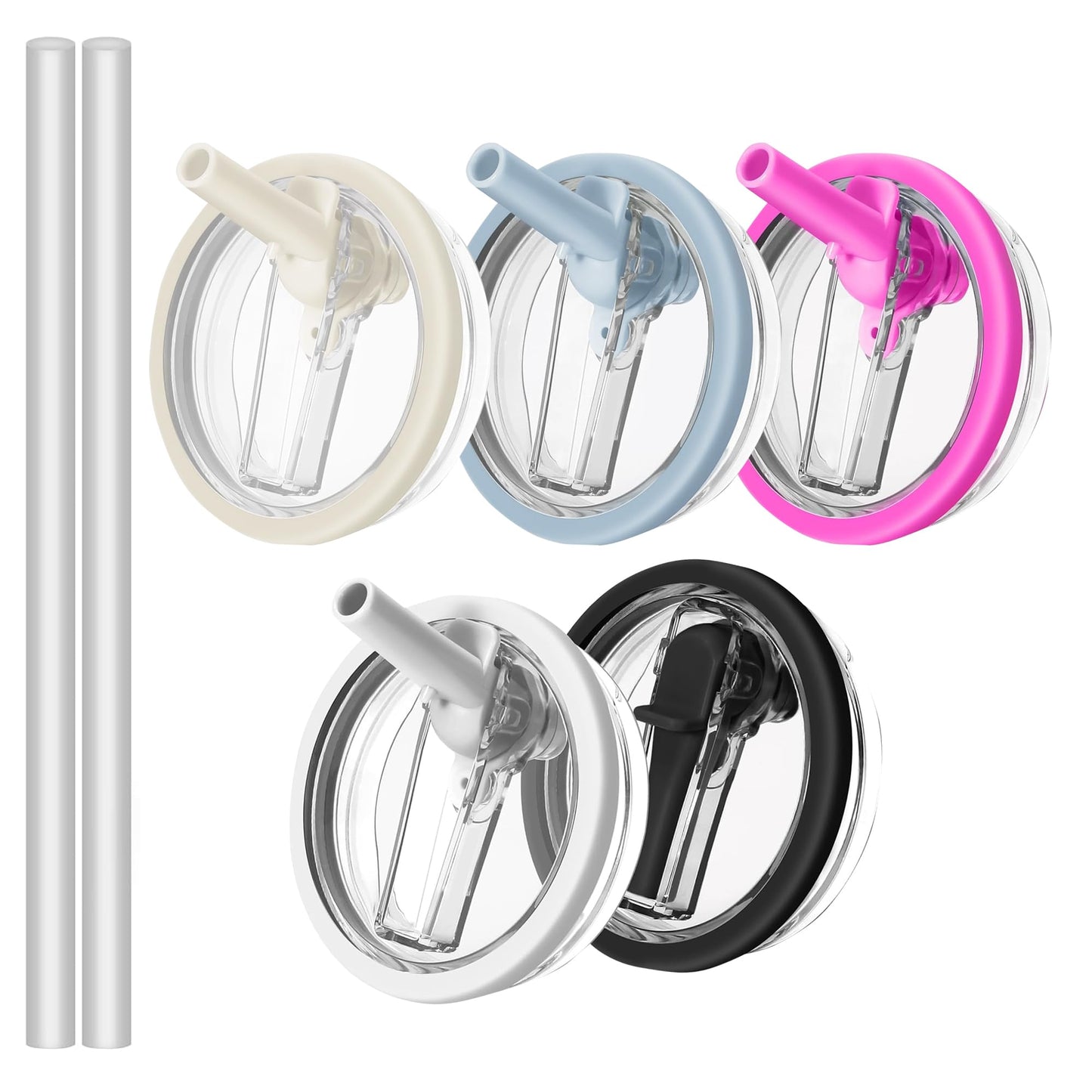 2 Pack β 40 oz Stanley Tumbler Lid Replacement β Leak-Proof, Spill-Proof, BPA-Free, Dishwasher Safe β Compatible with Stanley Quencher H2.0 & Similar Tumblers β Straw Opening Lid (Pink)