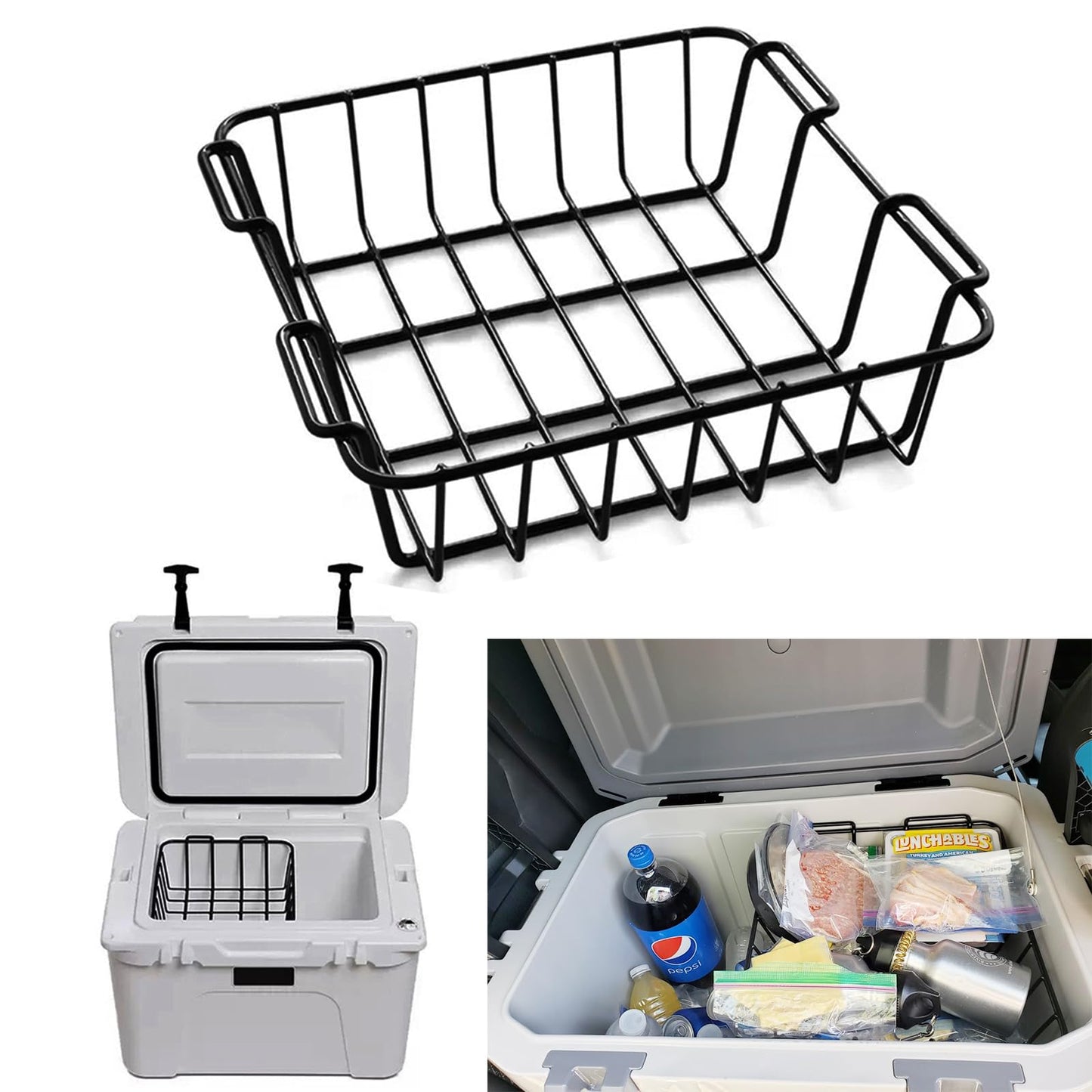 12.5" long Cooler Basket for Yeti Tundra 50&65, lgloo 52QT, Ozark Trail 52QT, Pelican Elite (45 & 70)etc,Stainless Steel Storage Dry-Goods Basket Suitable for coolers with all internal diameters 12.5"