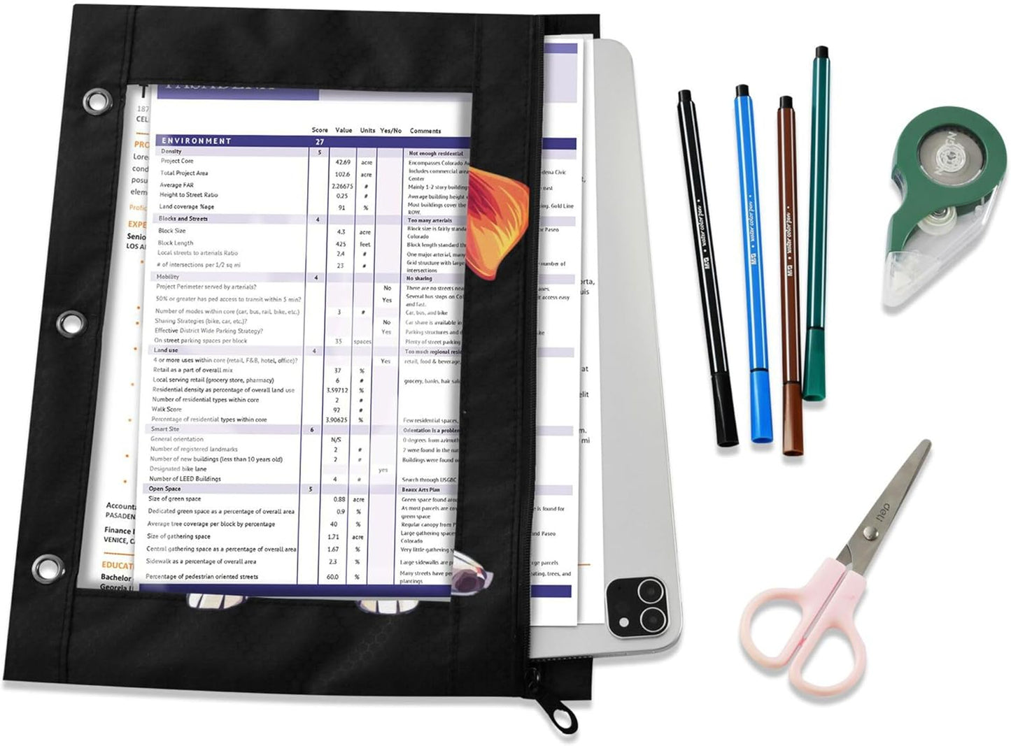 Largemouth Bass Fish 2 Pack 3 Ring Binder Pocket A4 Size Binder Pouches Clear PVC Loose Leaf Folder Sleeves Storage Bags for Files, Documents