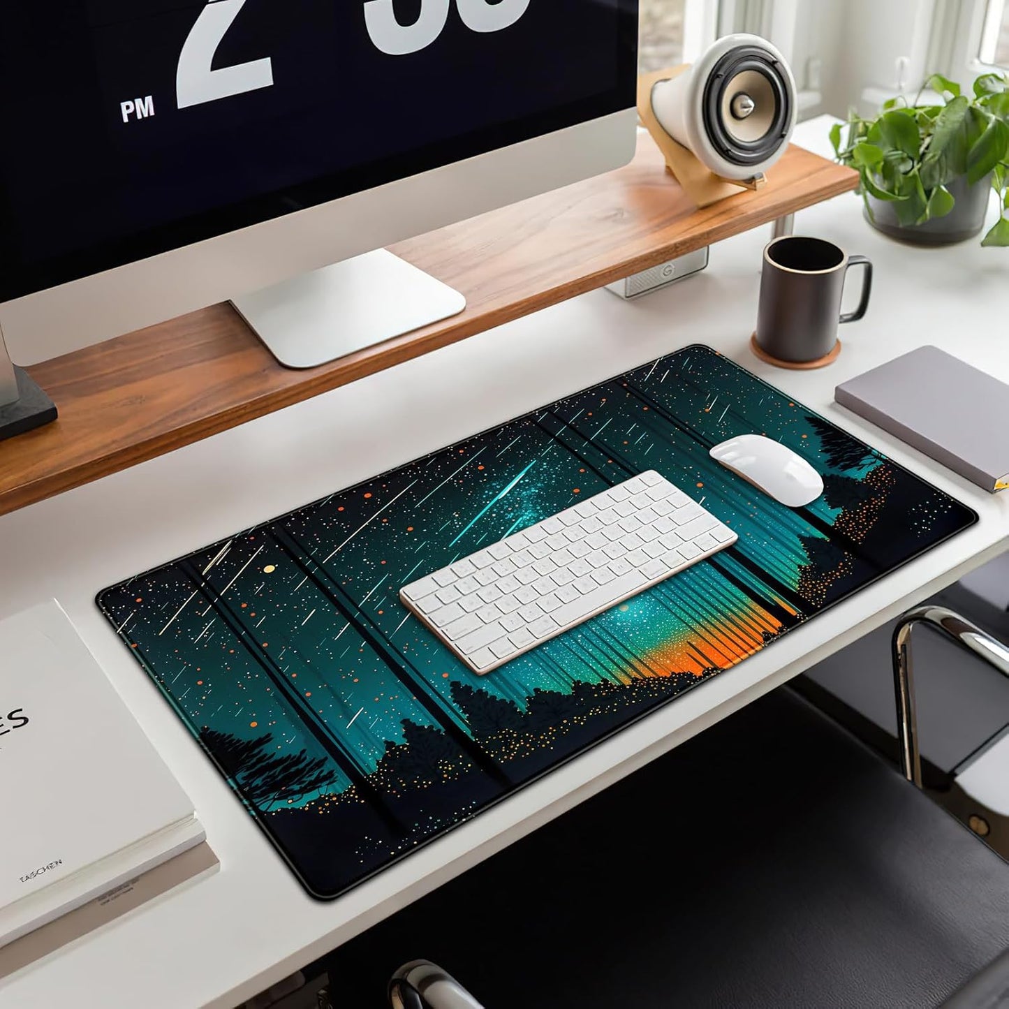 Japanese Desk Mat Riverside Full Moon Desk Pad Black Red Large Mouse Pad Gaming Mousepad Extended XXL Keyboard Pad 31.5 x 15.7 in Laptop Computer Mouse Keyboard Mat for Office Desk Decor