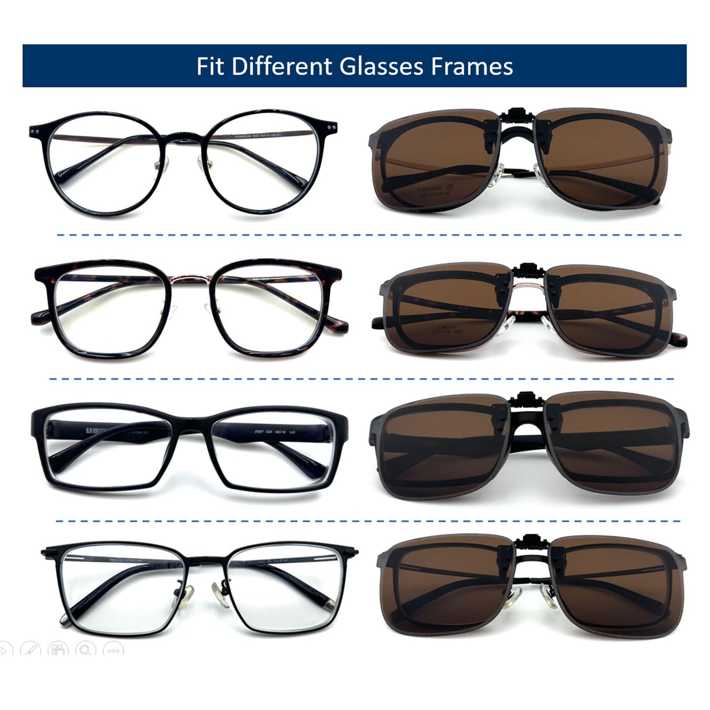 ARCAMOY Clip on Sunglasses Over Prescription Glasses Polarized Anti Glare Flip Up UV Protection Glasses For Men Women