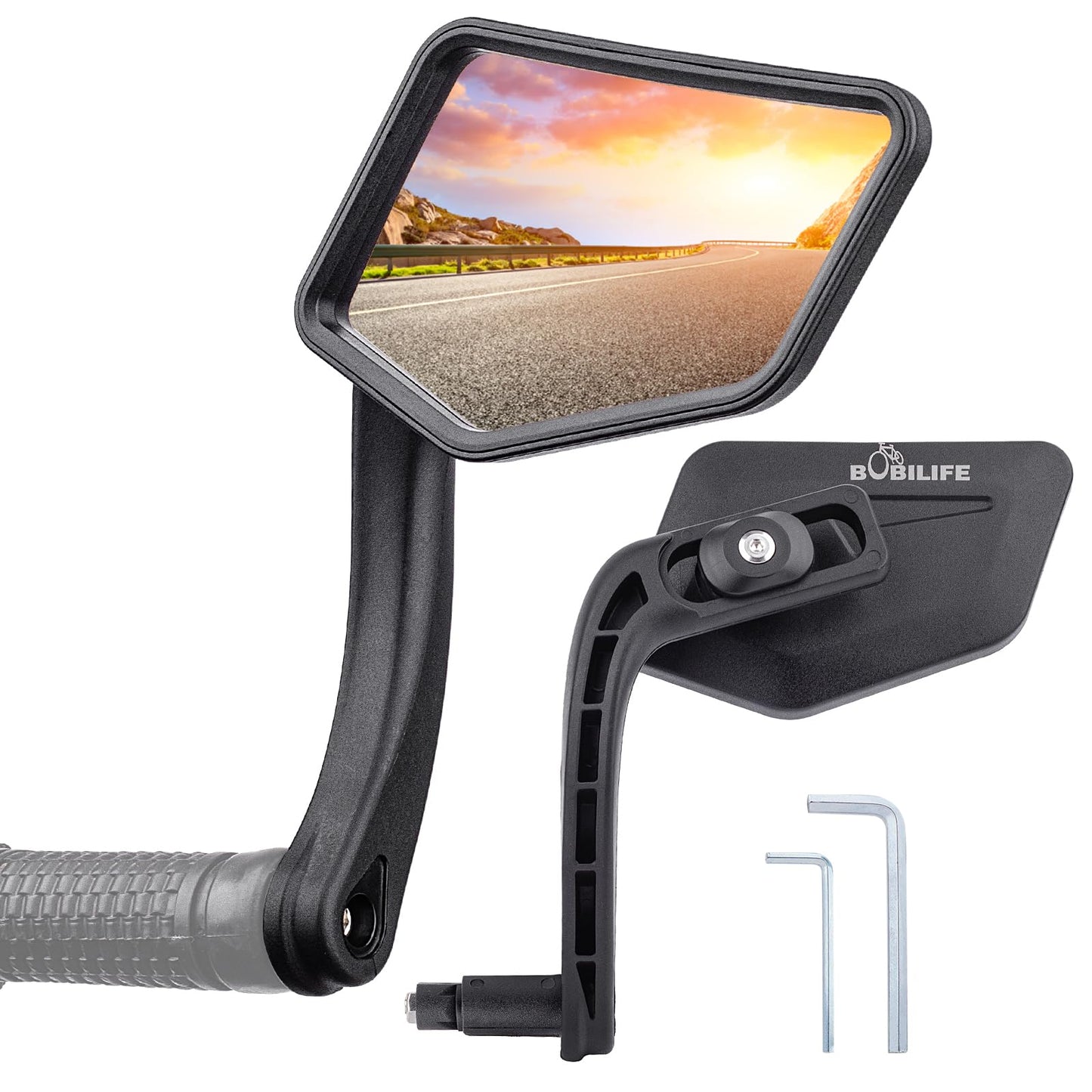 Bike Handlebar Bar End Rear View Mirror - Big Size 360° Adjustable HD Convex Glass Lens Rearview Side Mirrors for Mountain Bike Bicycle Scooter E-bike, 2 Pack