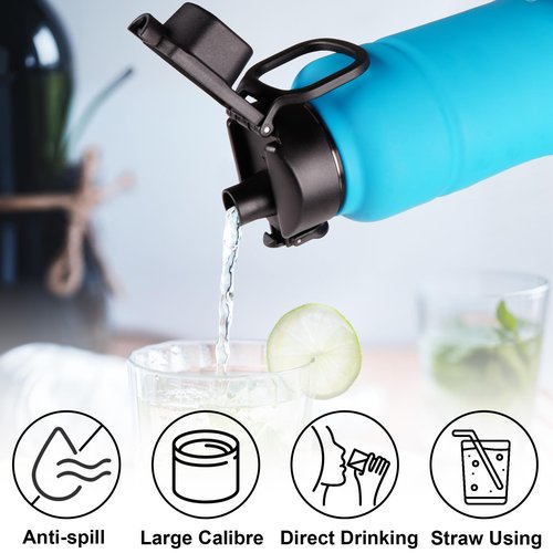 Auto Spout Lid for Bubba Trailblazer 24 32 40 oz Water Bottle, 2 Pack Lid Compatible with Bubba Flo Kids 16oz Wide Mouth Water Bottle, Portable Replacement Cap(2pcs)