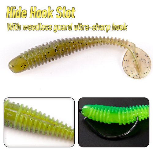 Dr.Fish 20 Pack Paddle Tail Swimbait Soft Fishing Lure Bass Fishing Freshwater Soft Plastic Shad Bait Drop Shot Bait Bluegill Panfish Crappie 3'' Pearl White