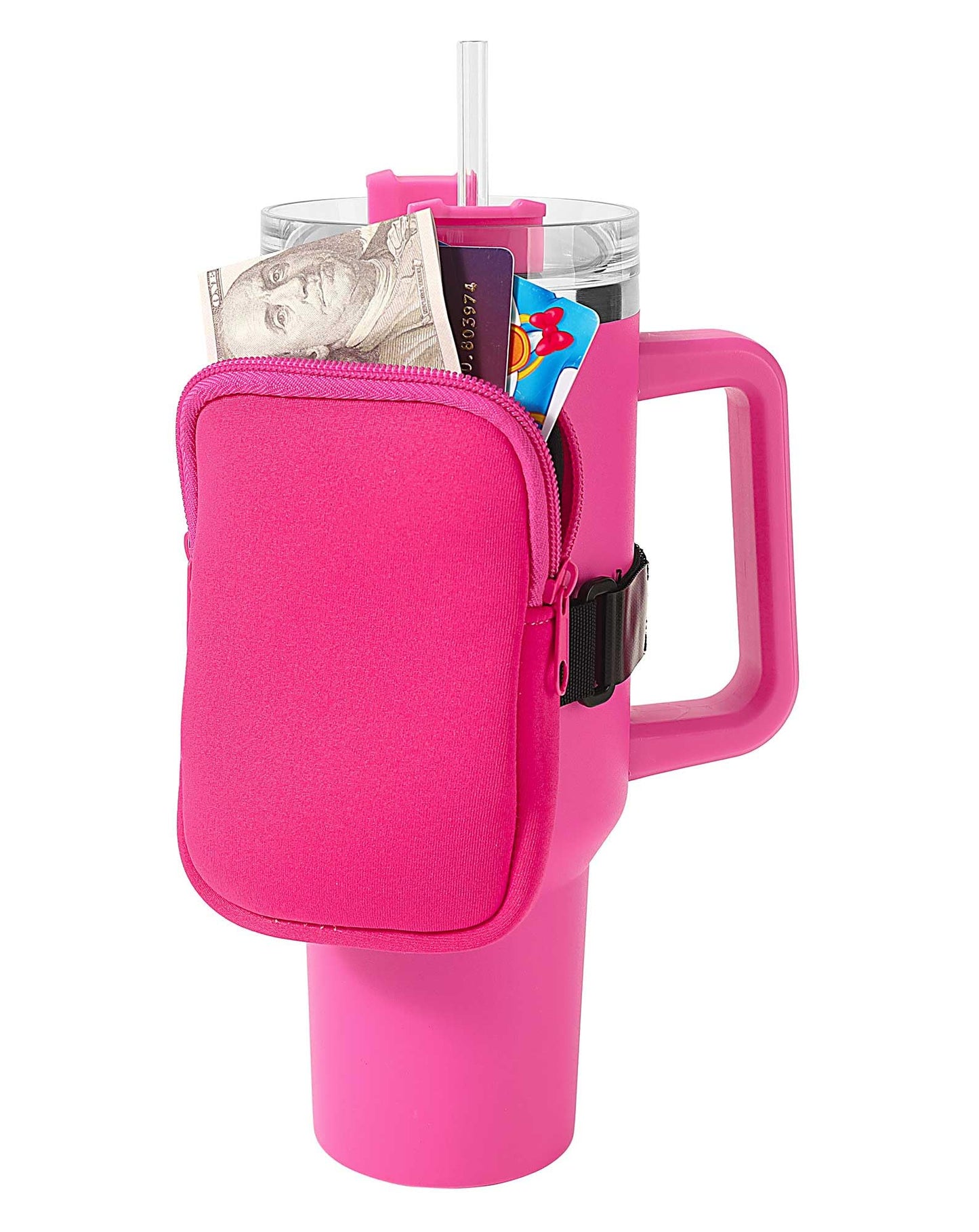HAIBOLAN Water Bottle Pouch for Cup Gym Accessories Running Water Bottle Handheld Caddy Compatible with 40oz 30oz 20oz Tumbler Small Stuff Sleeve Bag for Earphone, Cards and Keys