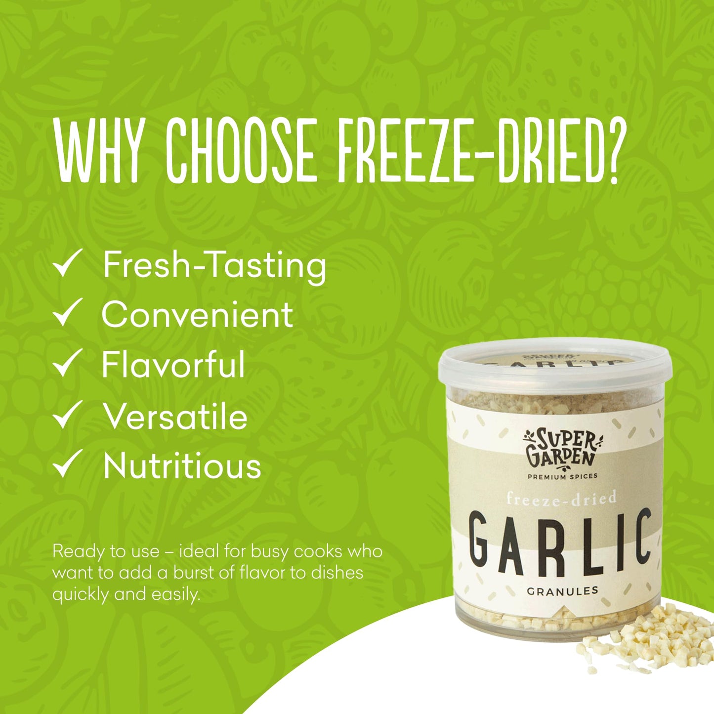 Garlic & Dill for Cooking | 100% Natural, No Artificial Additives or Preservatives | Perfect Freeze Dried Granulated Garlic and Dill for Cooking, Seasoning, and Gourmet Dishes | Long shelf Life Freeze Dried Spices | Space Food | 2.12oz (5.66 oz, 4 pack)