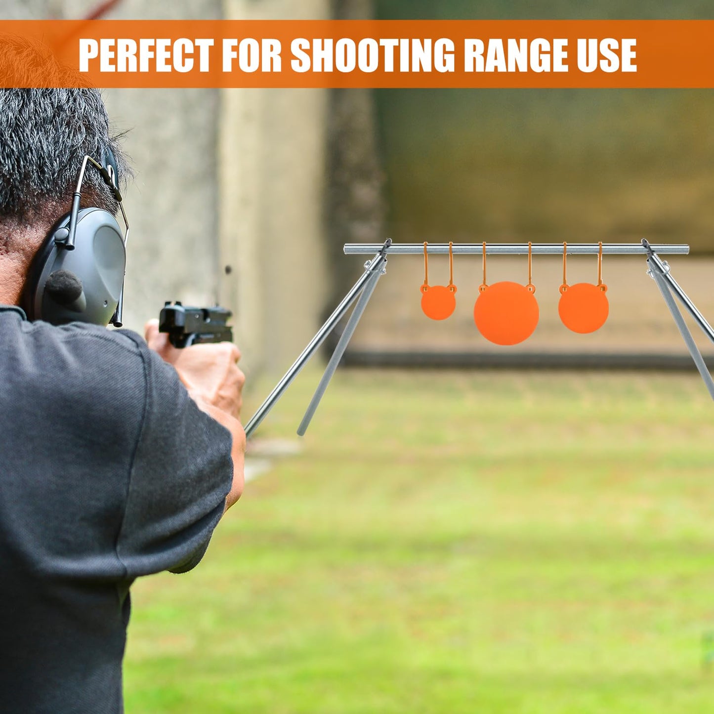 Syhood 3/8''-Gong AR500 Steel Targets Hanging Kit Include 3 Pcs 3.94"/5.91"/7.87" Metal Steel Shooting Targets 6 Pcs Hang Hooks 2 Pack Leg Brackets 4 Pack Wire Lock Pins(Orange)