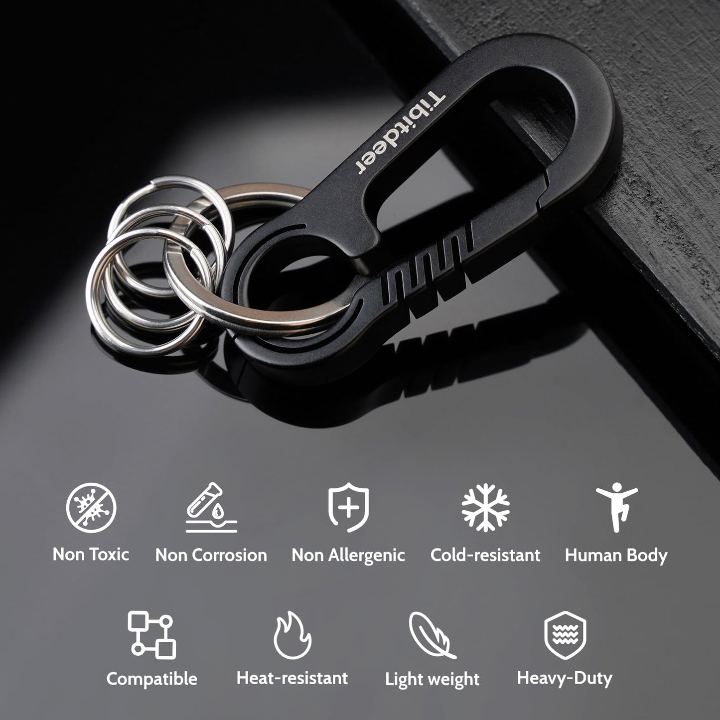 1981Life Titanium Keychains, Carabiner Keychain, Heavy Duty Car Key Holder Organizer for Men and Women