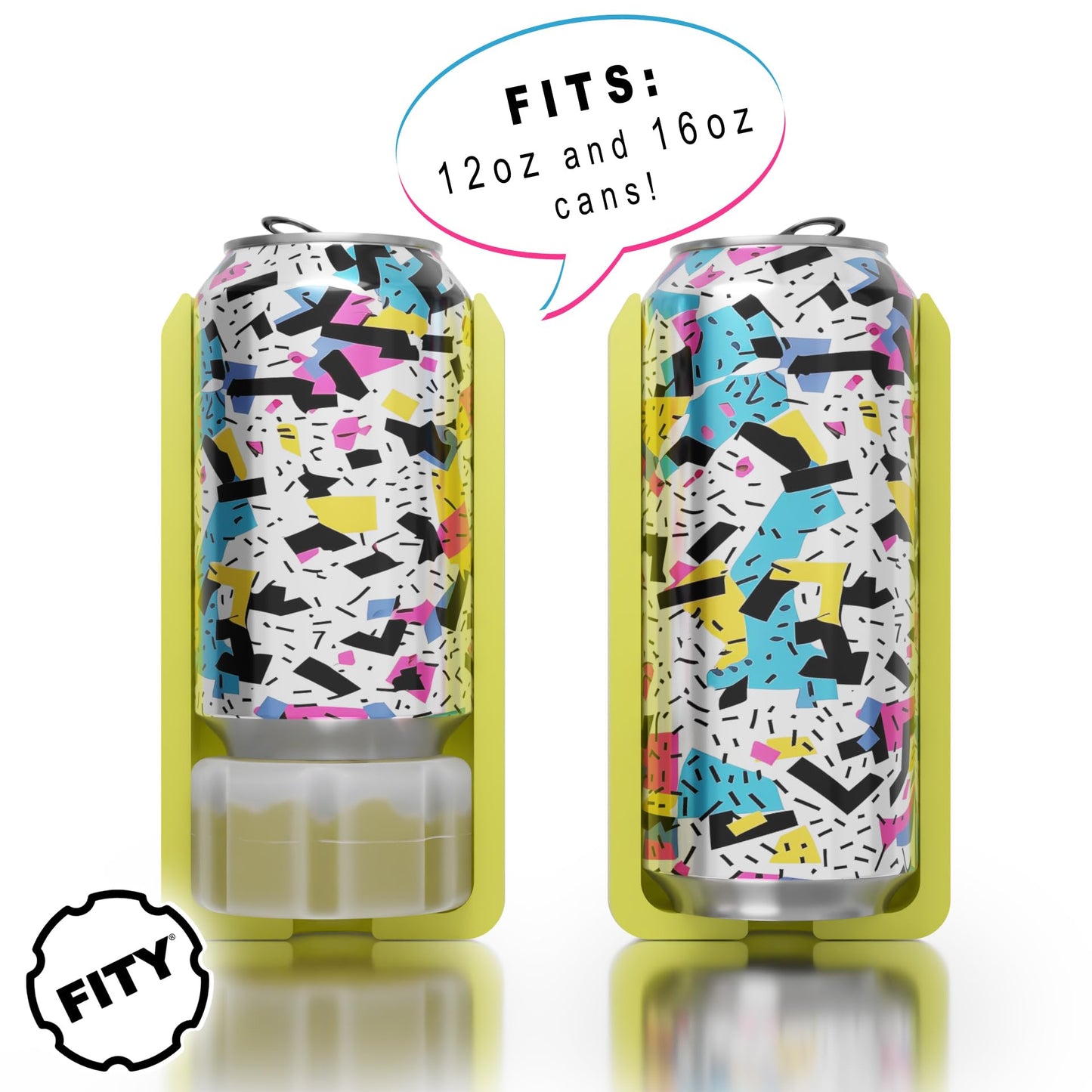 FITY Flex Premium 2-in-1 Can Cooler for 12oz & 16oz Cans – Soft, Lightweight EVA Sleeve – Shoe Charm Compatible, Grippy Feel + Freezable Insert (Sunburst)