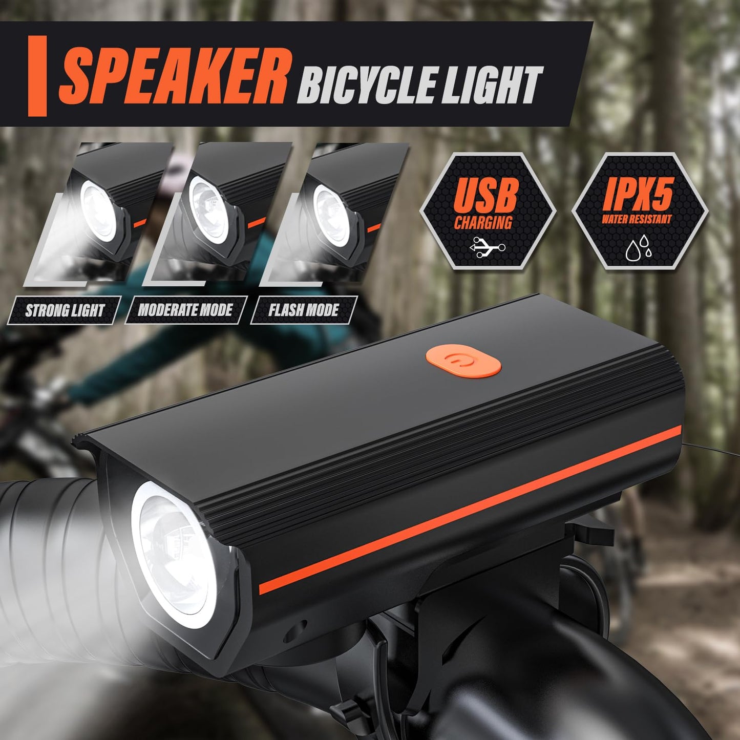KUNHAK® Rechargeable Bike Lights, Ultra Bright Bike Lights for Night Riding, Road Mountain Bike Accessories for Kids Adults - Headlight with Tail Light