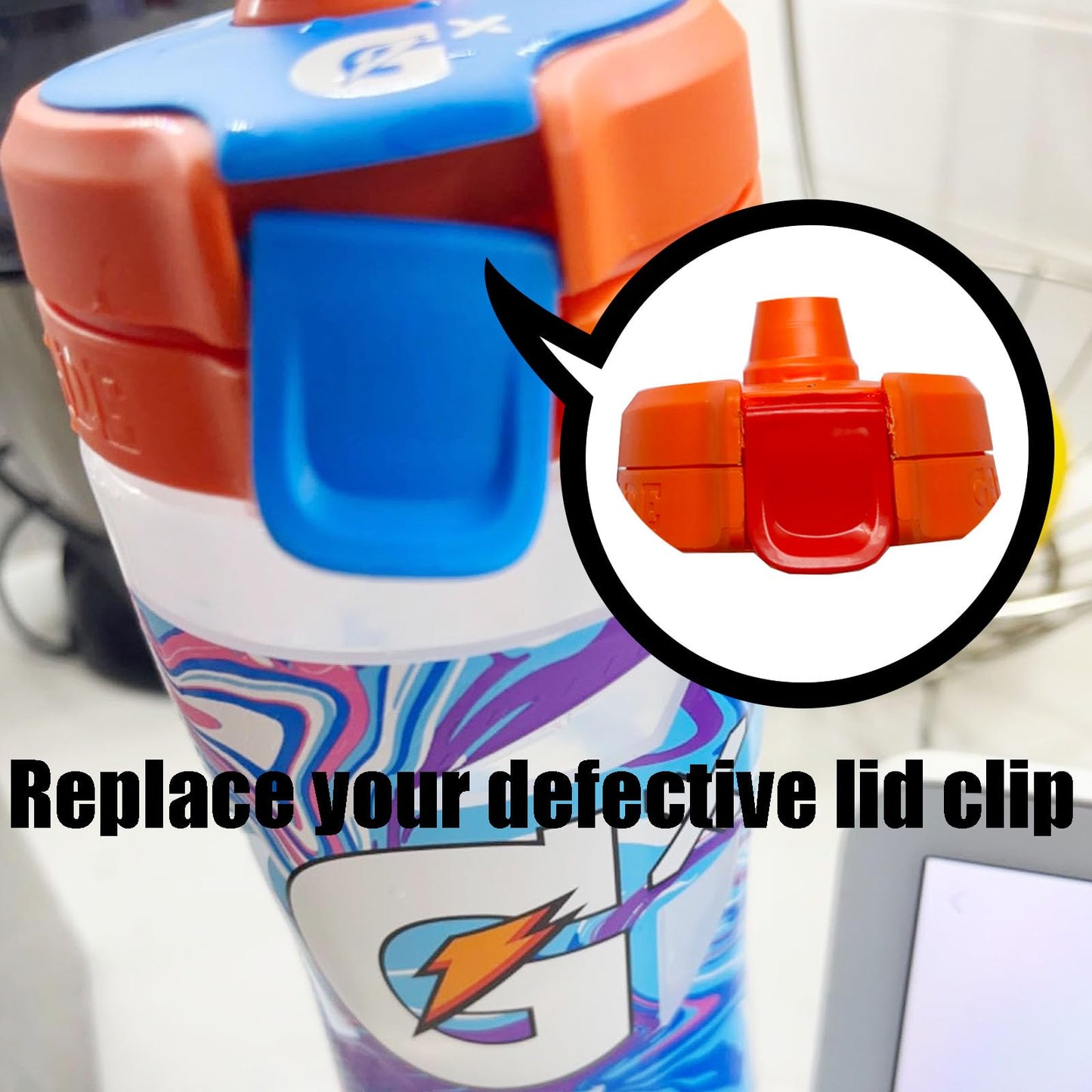 JILINWEI Clip for Gatorade GX Bottle, Replacement Lid Clip Compatible with Gatorade Water Bottle,4Pcs