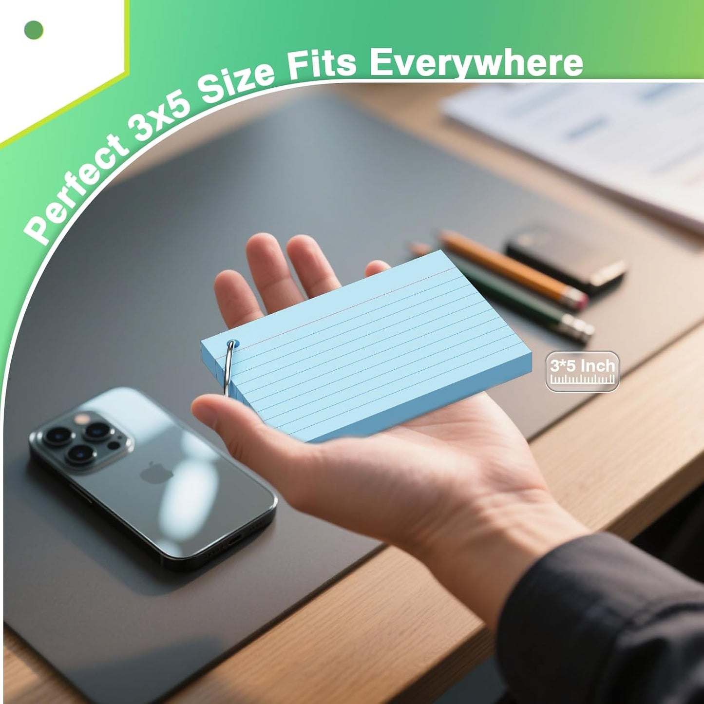 250 Count Pink Index Cards with Ring 3 x 5 Inch Heavyweight Ruled Index Cards, Flash Cards for School & Office Supplies and Home Organization, Durable Study To Do List Note Cards with Ruled Lines