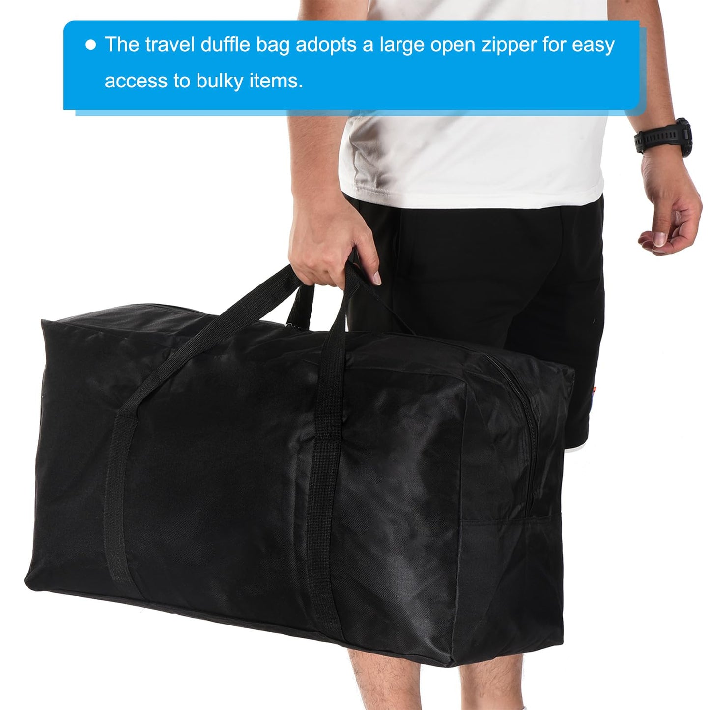 PATIKIL 26" Camp Chair Replacement Bag, Large Storage Duffle Bag Waterproof Moving Bag with Zipper Foldable Canvas Tote Bag for Travel Camping, Black (26"x13.7"x7.8")