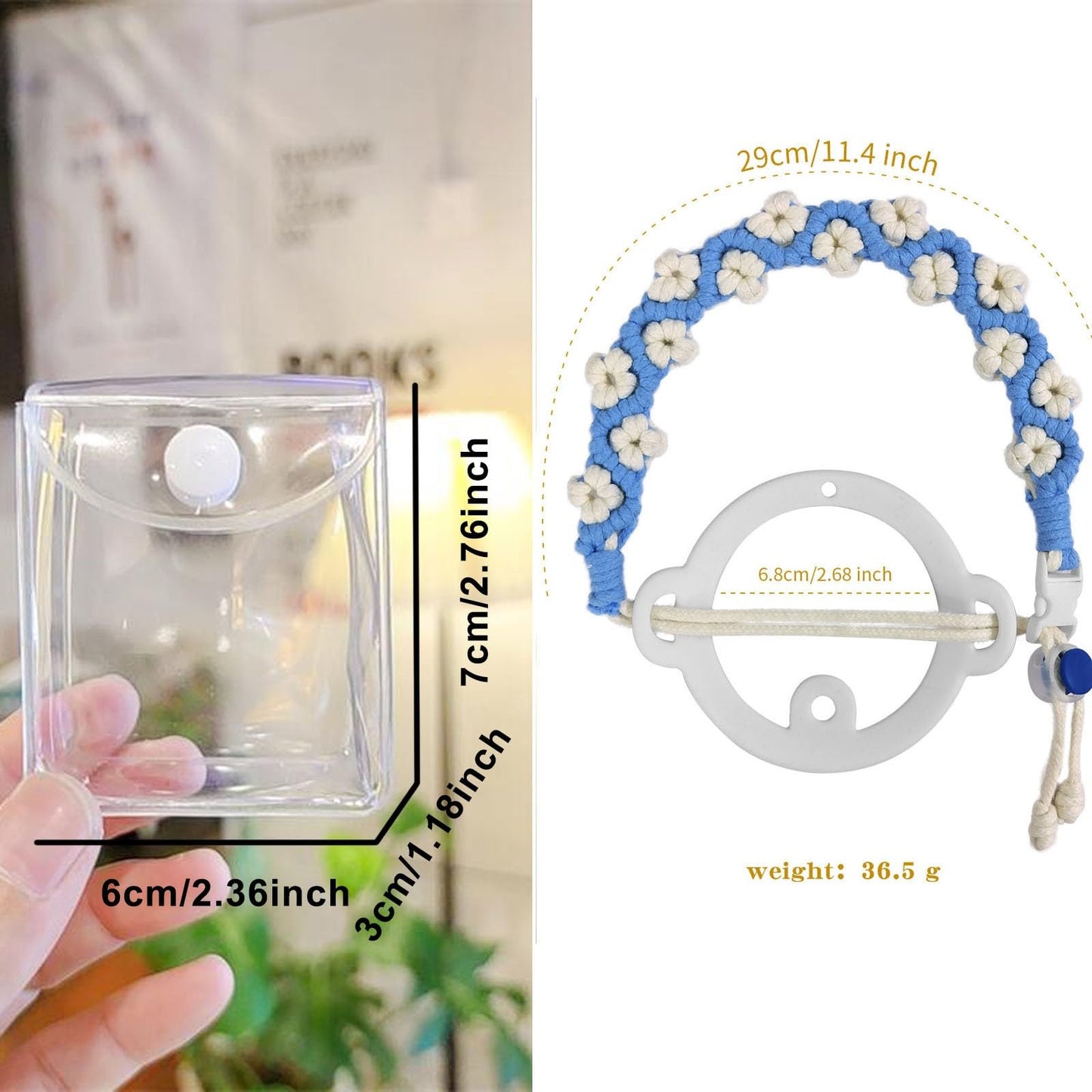 Juimtien Water Bottle Handle, Stanley Cup Holder with Strap, Handmade Bohemian Flower Sling Holder Lanyard