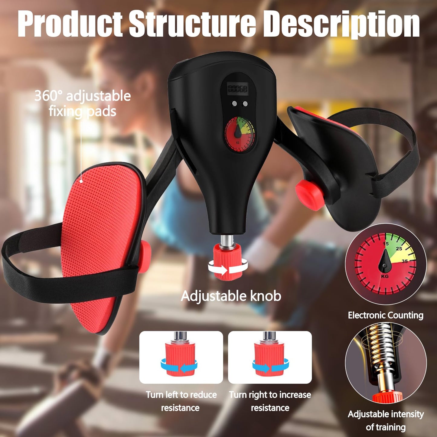 Exercise Equipment,0-77lbs Adjustable Resistance Women/Men Kegel Exerciser Pelvic Floor Muscle,Retaining Strap Inner Exerciser ,Postnatal Buttocks Pelvic Floor Strengthening Device