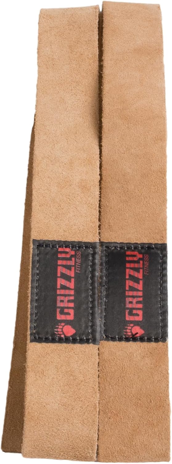 Grizzly Fitness 1.5" Premium Genuine Leather Lifting Wrist Straps for Men and Women | Sold in Pairs | One Size | Used by Pros to increase Grip Strength and Reduce Slipping | 1.5” Wide x 20.5" Long