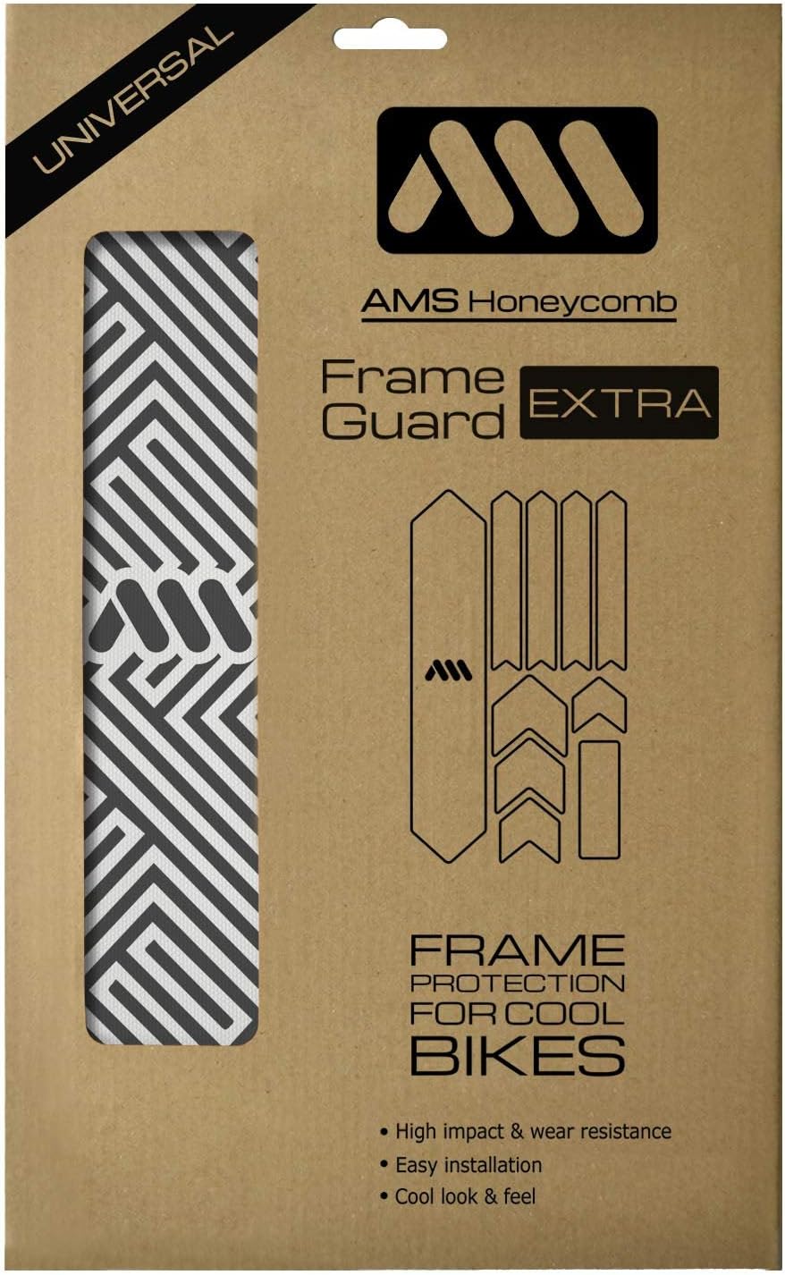 All Mountain Style Bike Frame Protector Extra - Universal Fit, 10-Piece Set for Down Tube, Chainstay, Cable Wear, High-Impact Honeycomb PVC