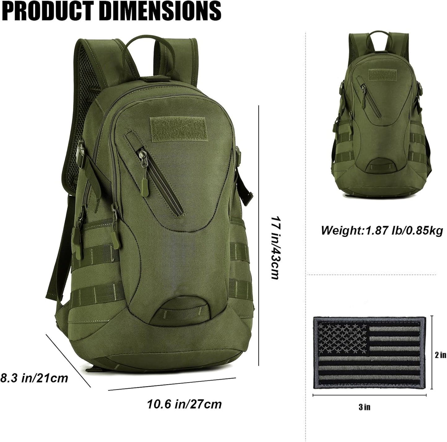 ArcEnCiel 15L Motorcycle Backpack Tactical Bag Rucksacks for Outdoor Camping Trekking Hunting with Patch