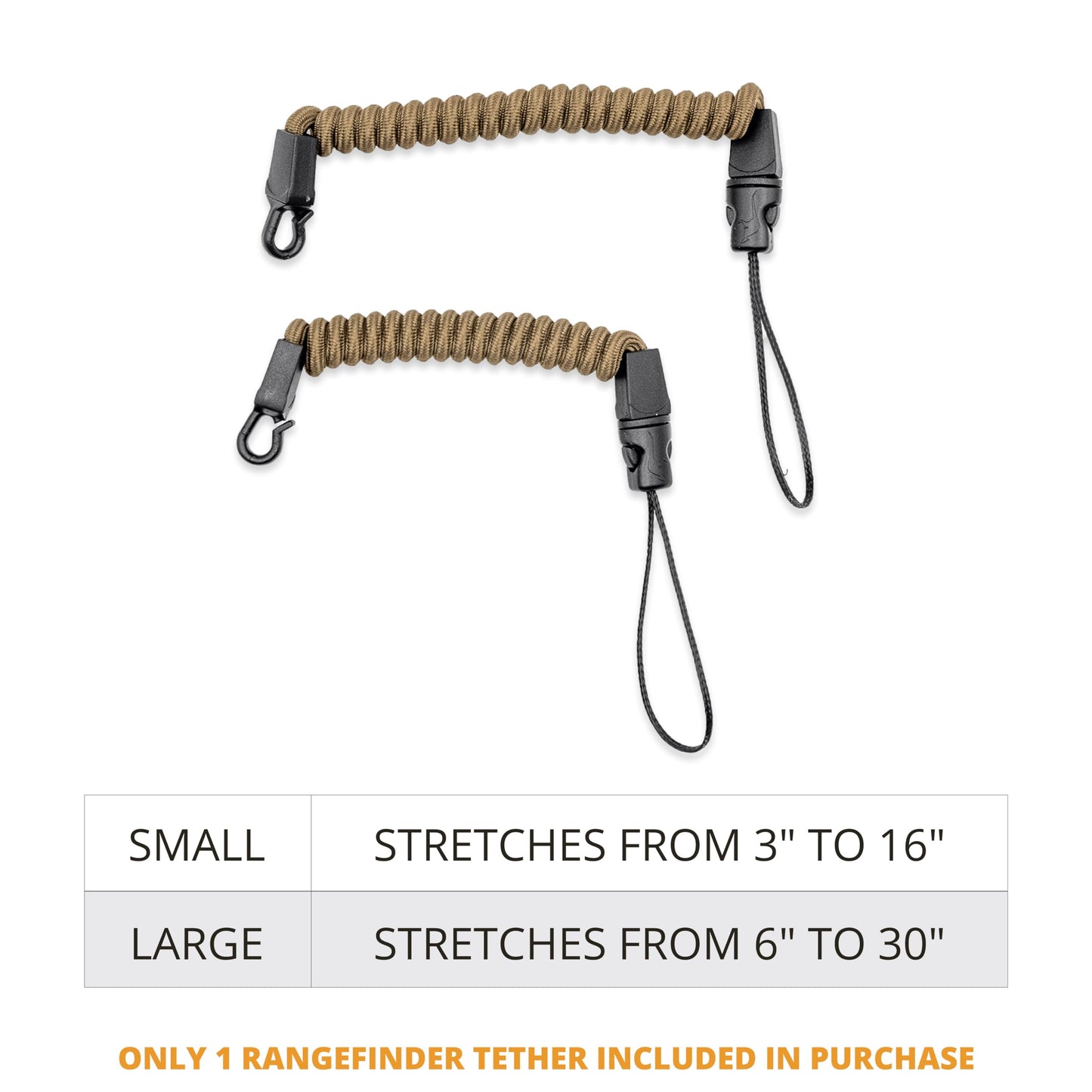 Marsupial Gear Rangefinder Tether - Elastic Coiled Safety Strap for Range Finders with Quick Attach Hook Perfect for Hunting & Bird Watching, Small