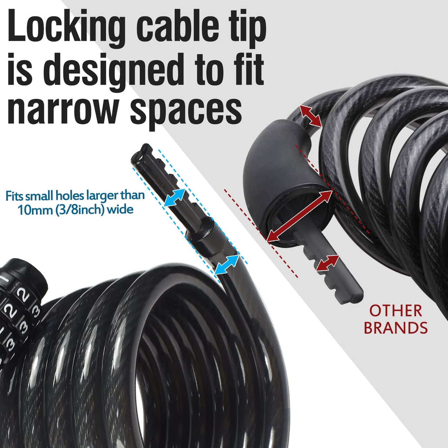 MARQUE Beach Cruiser Bike Bell + 5ft Combination Bike Lock Cable