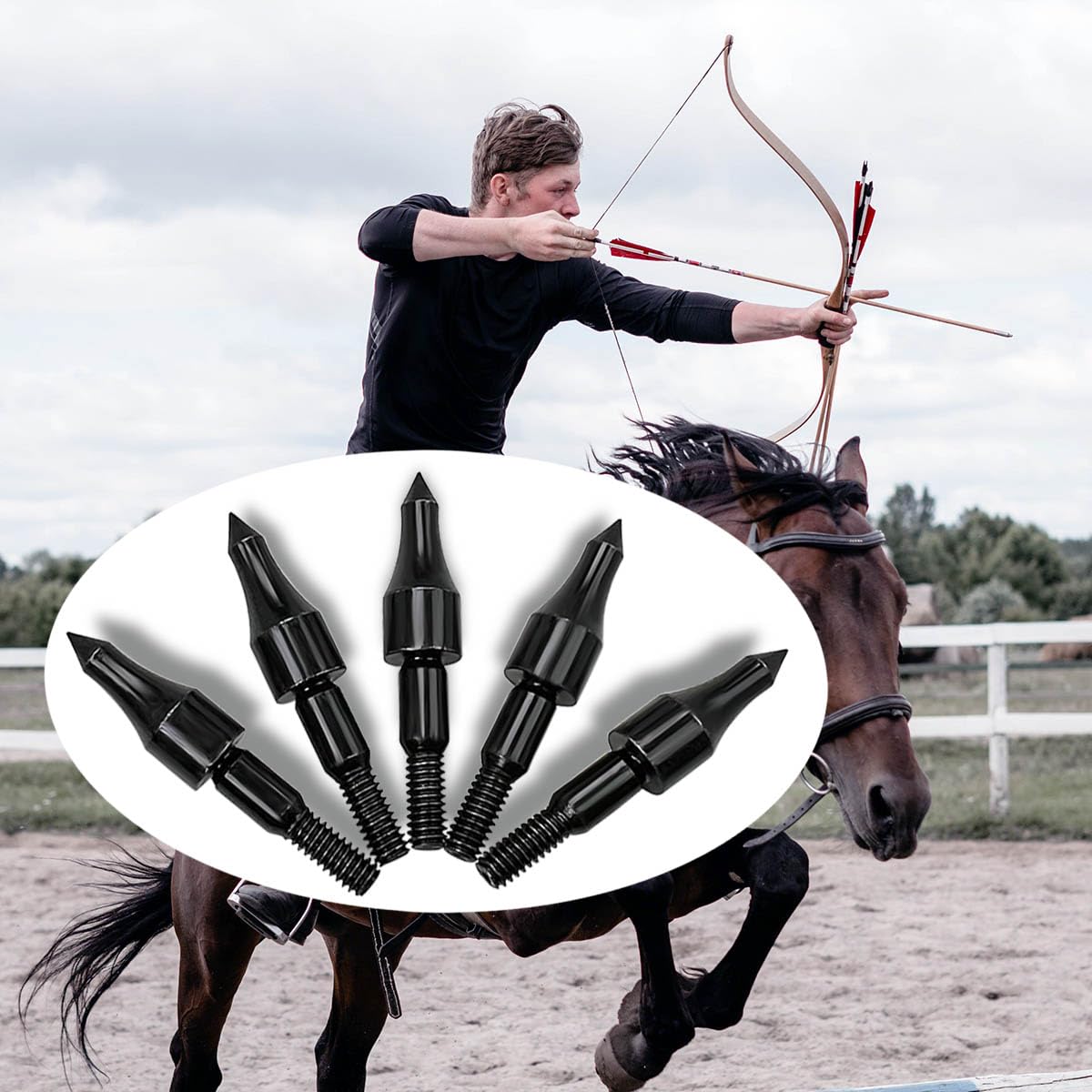 Qoaimu 100 Grain Archery Arrow Field Points Field Tips, High Precision 100 Grain Field Points, Screw-in Bullet Points for 5/16 Inch Arrows Broadheads for Recurve, Compound Bow Crossbow