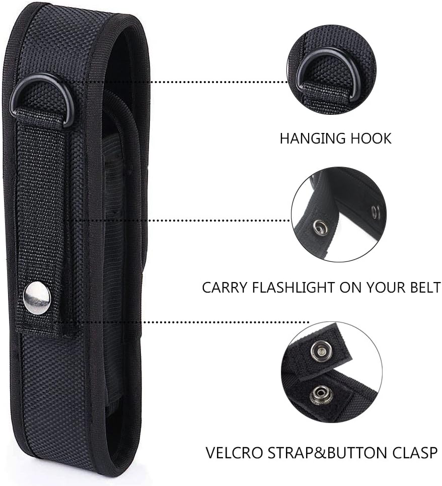 2 Pcs Flashlight Holster Pouch Holder Flash Light Belt Pouch Carry Case for 5"-7" Tactical Flashlight with Stretch Capability&Durable Nylon